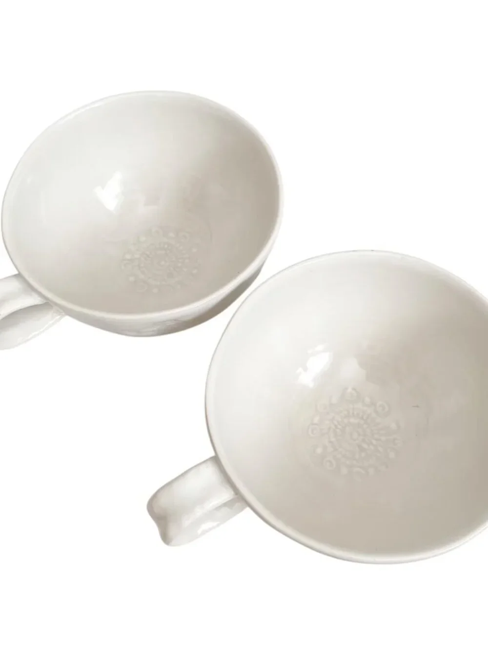 Anthropologie Havana Mugs Set: Embossed Clay, Dishwasher Safe, Portugal Made